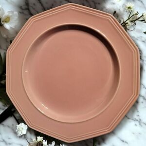 1 Vtg 70's SIC Porcelain Rose Pink Decagon Dinner Plate Italy